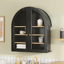 New Large Arched Bathroom Wall Cabinet Modern Display Cabinet with Acrylic Doors Farmhouse Wall Mounted Cupboard Storage Organizer for Laundry Room
