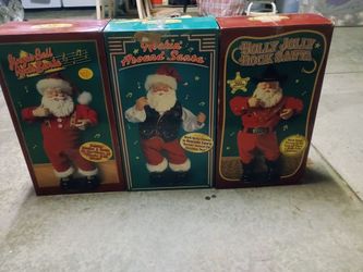 Lot of 3 Animated Dancing Rock Santa Figures