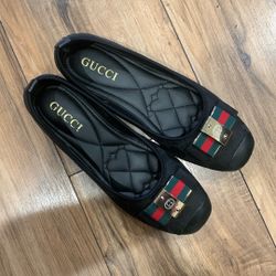 Vintage Gucci Doll Slipper Size8.5 Eu39 Black Leather Gucci Flats/slippers/sandals/ballet Flat