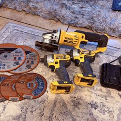 Dewalt Drills And Angle Grinder W/ Grinding Wheels 