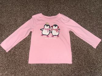 Girls Pink Penguin Long Sleeve Shirt