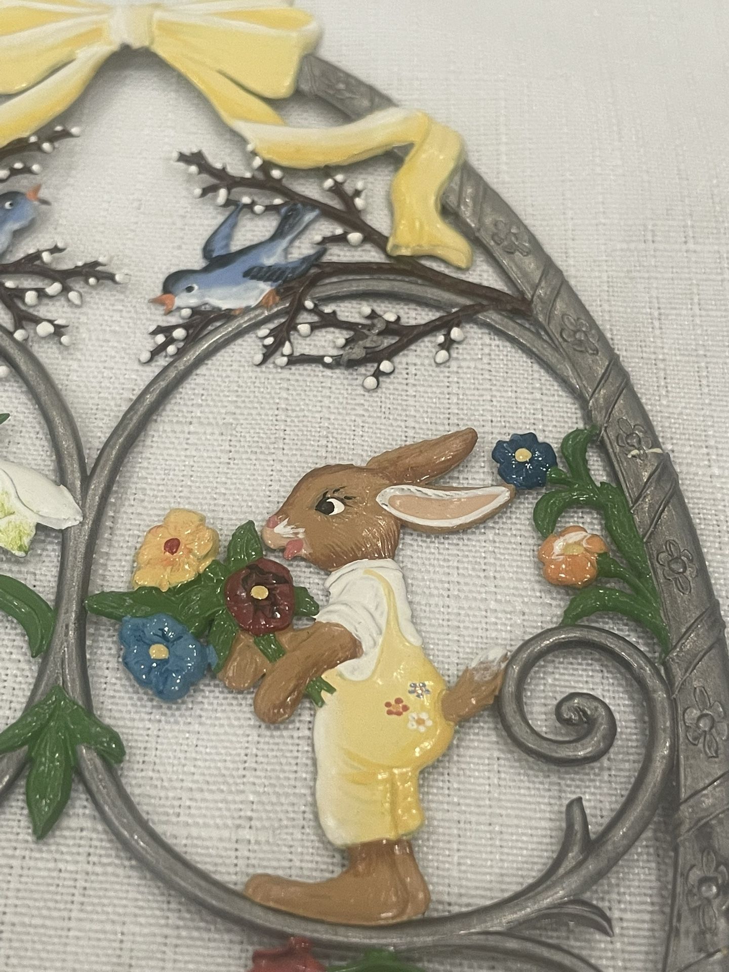 Hand painted Wilhelm Schweizer pewter Easter egg wall Hanger