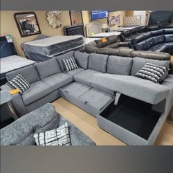 Sleeper Sectional With Storage And Pillows 