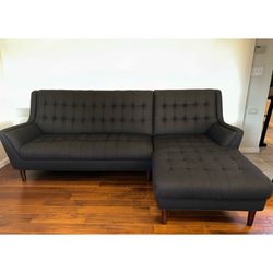 Elegant Dark Gray Sectional Sofa w/ Chaise | Impeccable Modern Design