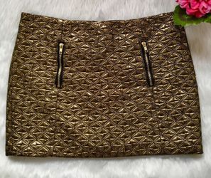 NWOT TOPSHOP Metallic Black & Gold Mini Skirt - Sz 4
