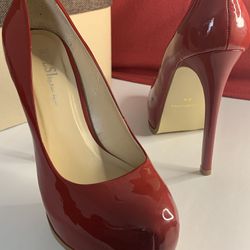 Final Sale - Size 8.5 Cherry Red Patent Leather Platform 5in Heels