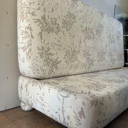 Floral Daybed / Backless Couch / Bed / Chaise Lounge - Interior Crafts Chicago - Vtg 70s Mid Century Furniture - MCM Hawaiian Tiki White Beige  