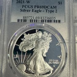 1 oz Silver Eagle PCGS 69 Type2 2021 