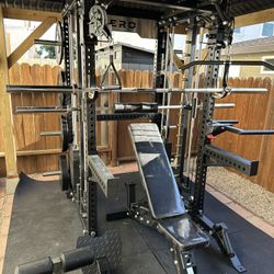 Smith Machine 400 | Adjustable Bench | 245lb Cast Iron Olympic Weights | 7ft Olympic Bar | Fitness | Gym Equipment | FREE DELIVERY/INSTALLATION 🚚 🛠️