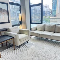 Modern Leather Sofa & Armchair Set – Real Leather – Must Sell – Great Condition