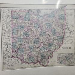 Vintage Large Map of Ohio - Depicting Ohio as it was in the 1800s