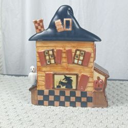 Vtg Yankee Candle Halloween Haunted House Votive Candle Tart Warmer Witch Ghost
