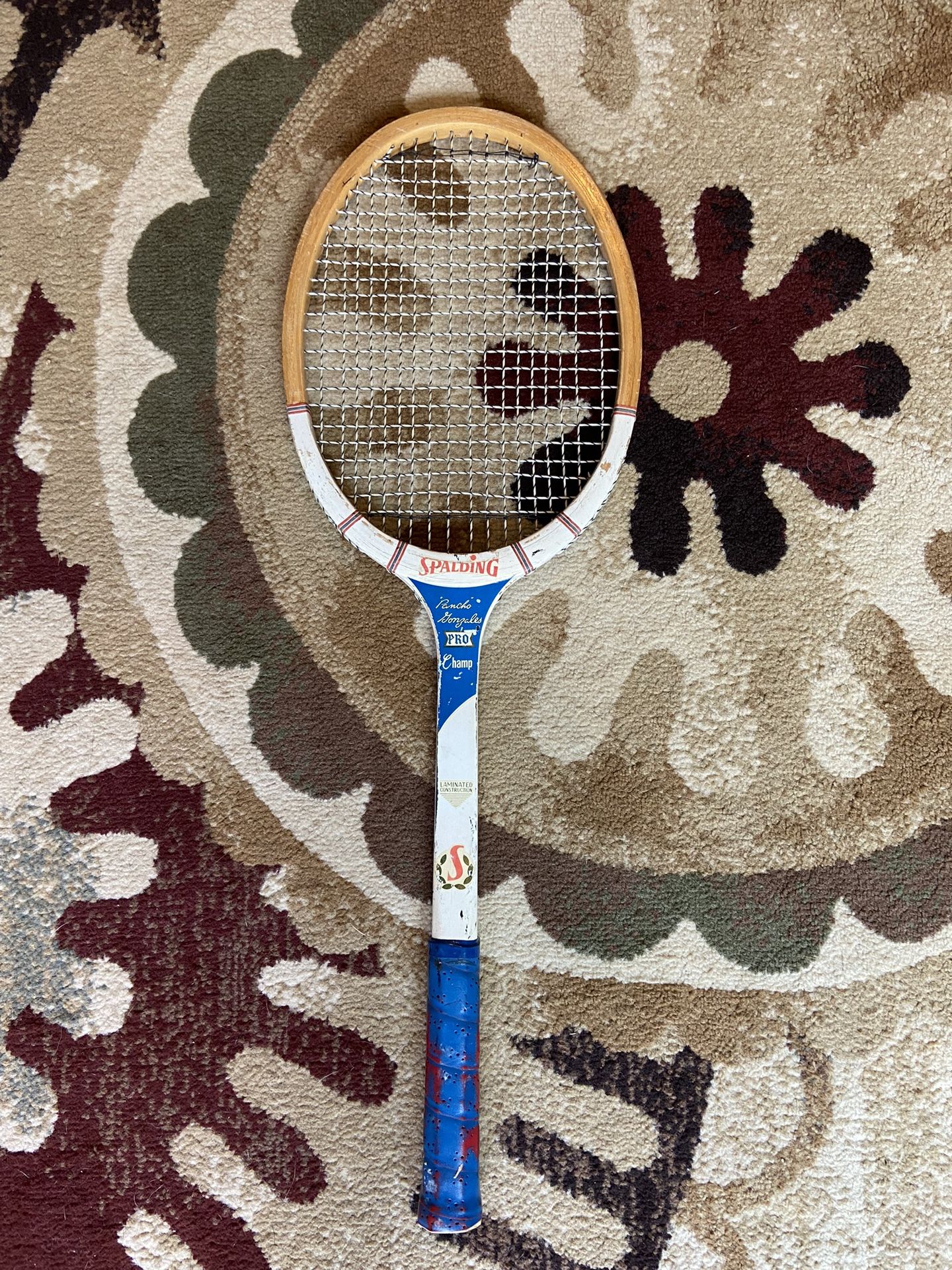 Vintage Spalding Pancho Gonzalez Autograph Pro Champ Wooden Tennis Racket