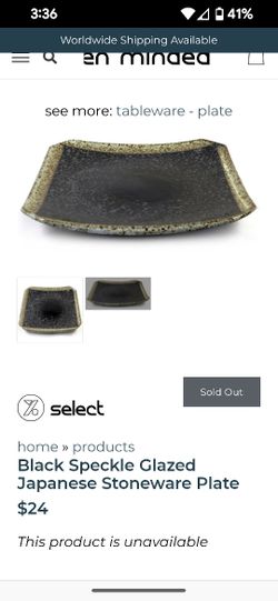 Black Speckle Glazed Japanese Stoneware Plate