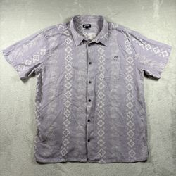 Billabong Sundays Jacquard Button Short Sleeve Woven Shirt Mens XL Purple #2949