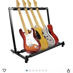 Kuyal 5 Holder Guitar Stand,Multi-Guitar Display Rack Folding Stand Band Stage Bass Acoustic Guitar, Black