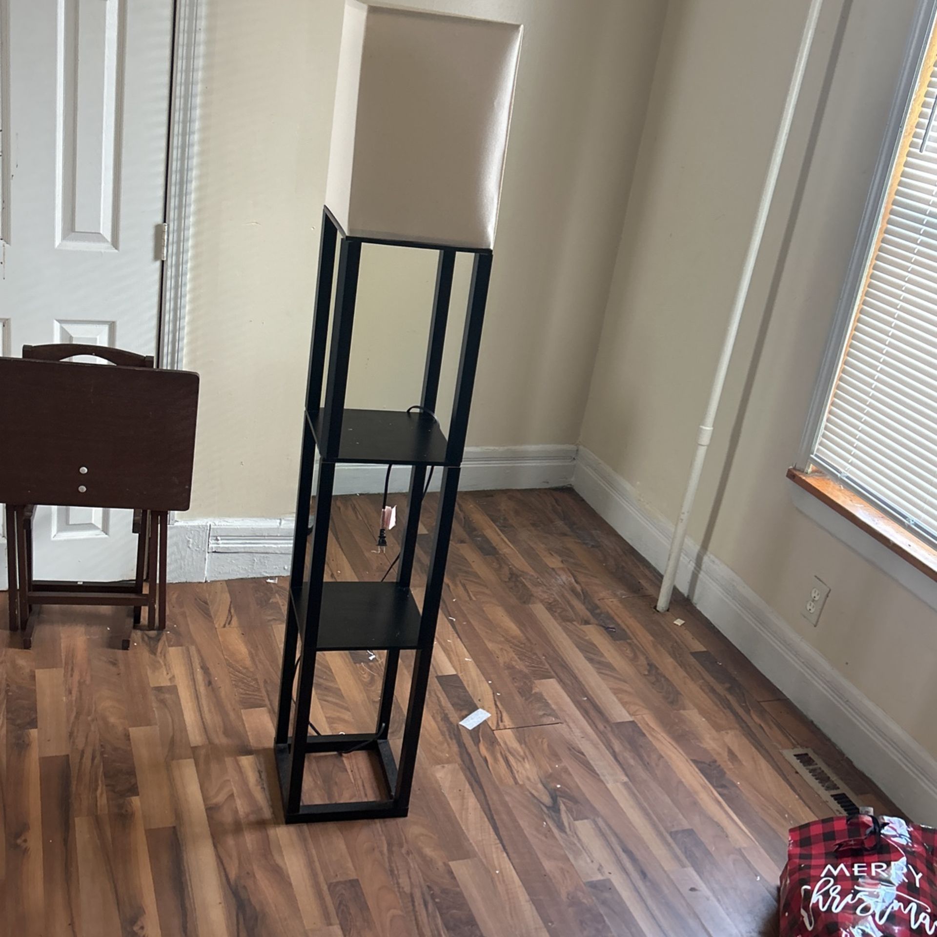 Lamp with two tier shelves