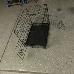 Foldable Metal Wire Dog Crate with Tray, Double Door, Divider, 24 x 18 x 20 in, Black 