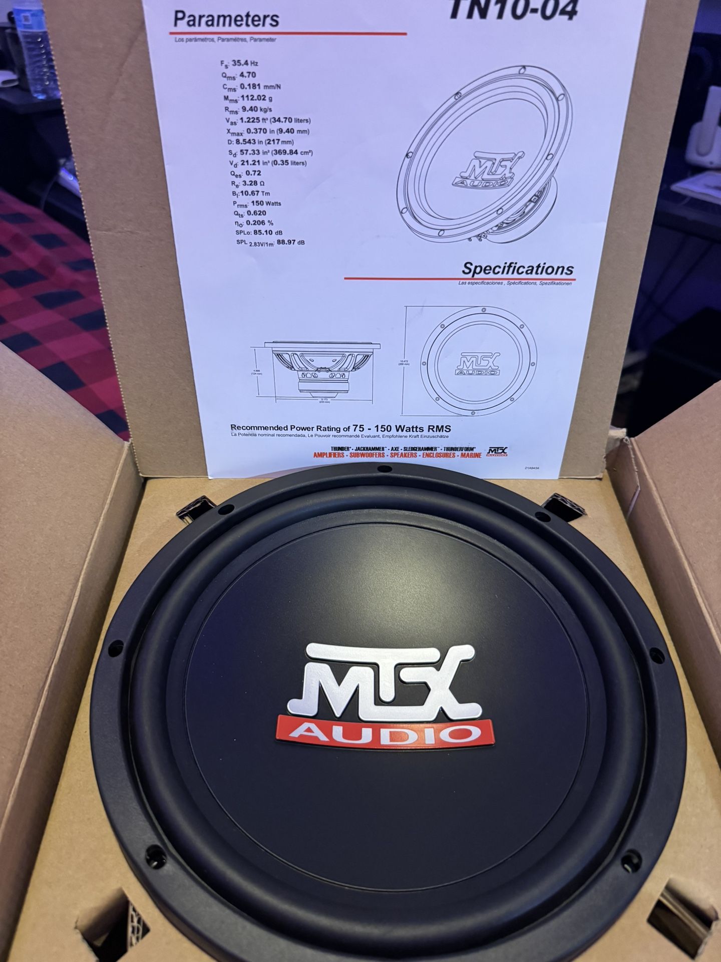 MTX TN10-04 10-Inch Single 4-OHM Subwoofer