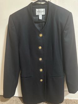 Vintage Amanda Smith 100% Pure Wool Black Blazer with Gold Buttons - Size 6