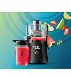 magic bullet Mini Juicer, Countertop Space-Saving, 2" Feed Chute for Fruits and Vegetables, 400W, 16oz Cup, Compact Design, Black, MBJ50100AK
