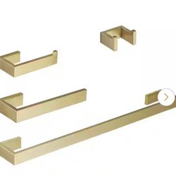 BWE 4-Piece Brushed Gold Bath Hardware Set – Wall Mounted