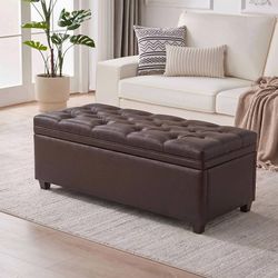 43 Inch Storage Ottoman, Tufted Ottoman with Storage