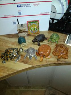 Hand carved wood turtle collection