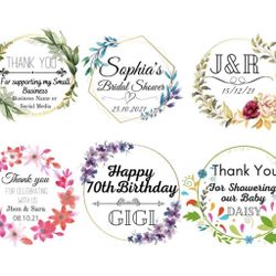 Custom Labels For Birthday, Thank You Stickers 