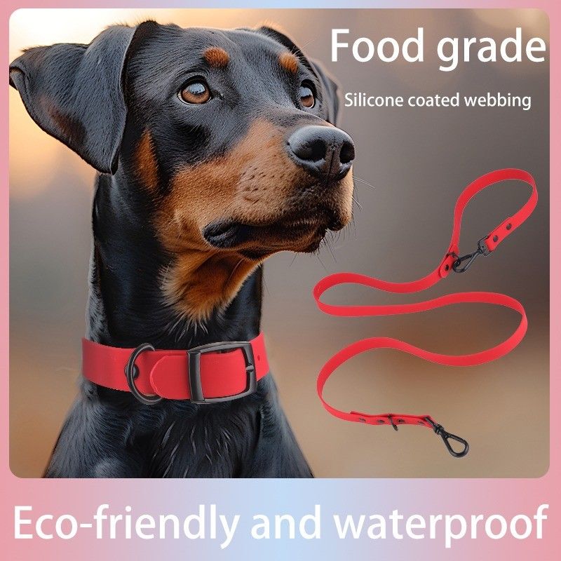 Pet Silicone Collar and Leash Set is Here! Suitable for Both Small and Large Dogs, Waterproof and Easy to Clean.