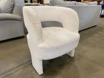 Modern Ivory Boucle Barrel Back Arm Chair