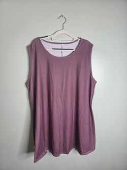Mauve Scoop Neck Relaxed Fit Tank Top Plus Size 5XL