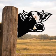 Cow Silhouette – Metal Fence & Post Art