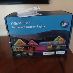 ASAHOM AI Permanent Outdoor Lights S107B, 100FT with 72 RGBCW LED Lights, 30,000 Lighting Effect, Controller with Dual Output, Extend to 800FT, Cuttab