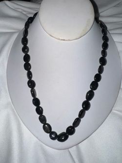 Vintage 20" Black Tourmaline Beaded Necklace, 275 ct