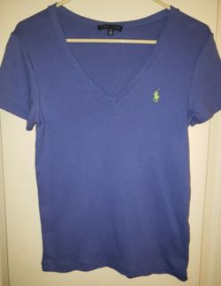 Ralph Lauren Periwinkle V-neck shirt Size Large
