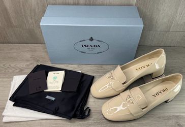 Prada Calzature Donna Vernice 1D455N Avorio Size 37.5 *Authentic* (A1D033341)
