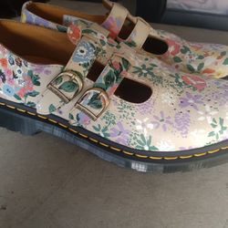 NEW! Doc Dr. Martens 8065 Floral Mash Up Mary Jane Parchment Women’s Sz 11