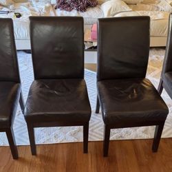 Set of 4 Modern Upholstered Dining Chairs – Dark Brown