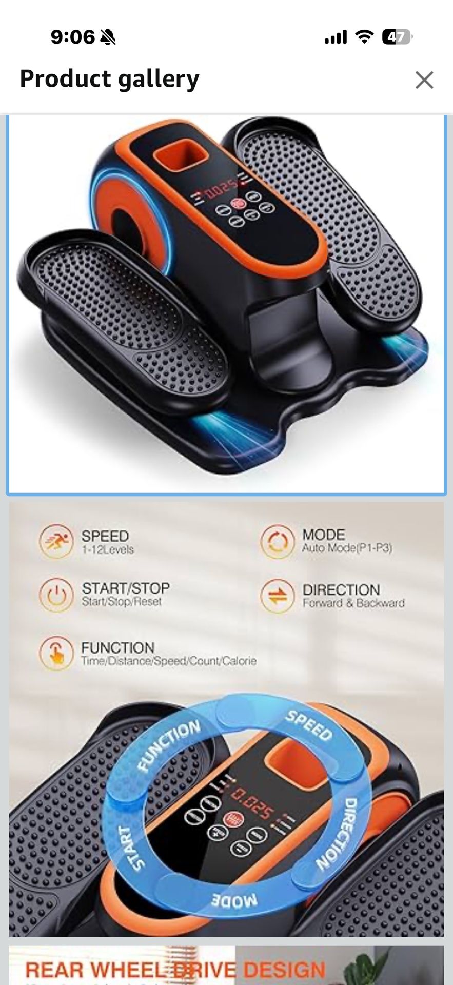 Under Desk Elliptical Machine, Electric Ellipse Leg Exerciser While Sitting for Seniors, Quiet Portable Elliptical Machine with 12 Adjustable Speeds, 