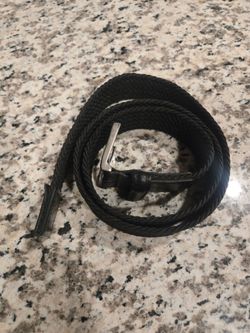 Black Woven Elastic Belt Silver Buckle