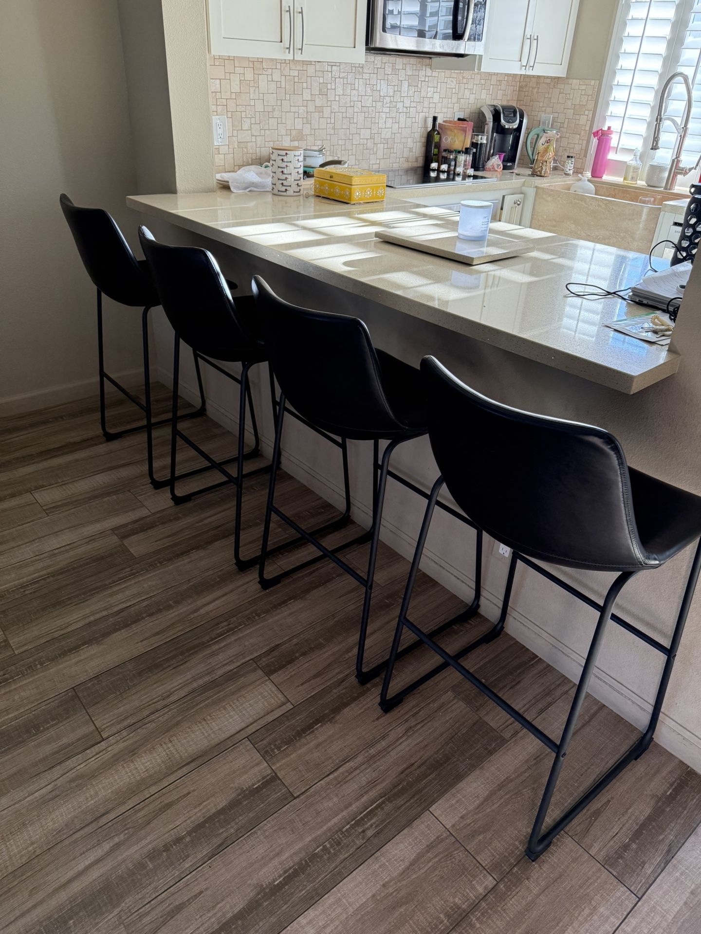 Black Leather Bar Stools