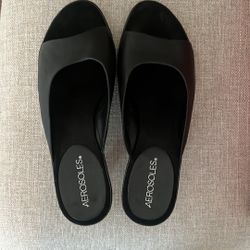 AEROSOLES Black Mules Versatile Slip-On Comfort