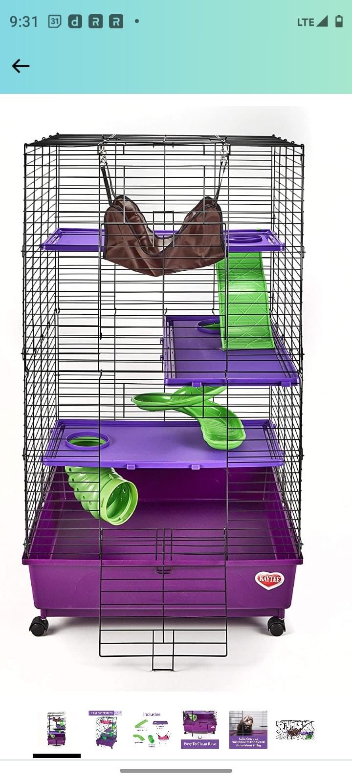 KAYTEE Ferret Cage 44 In × 24 × 24 Purple & Grey