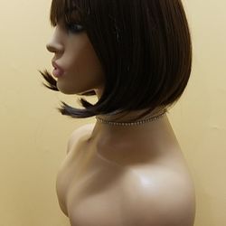 Short Brown Dark Straight Wig