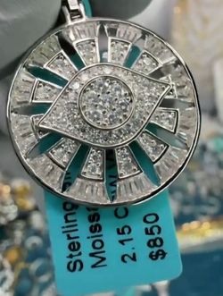 Moissanite eye pendent 925 sterling silver