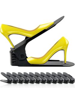 Shoe Slot Organizer 15 Pack - Adjustable Shoe Stacker for Closet Storage, Space Savers 50%, Double Layer Stackable Shoe Holder Rack for Sneakers Heels