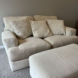 Cream Loveseat & Ottoman Set