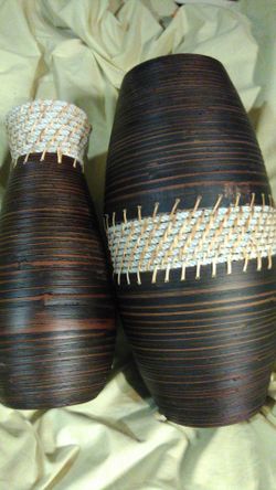 Brand new wooven wood vases