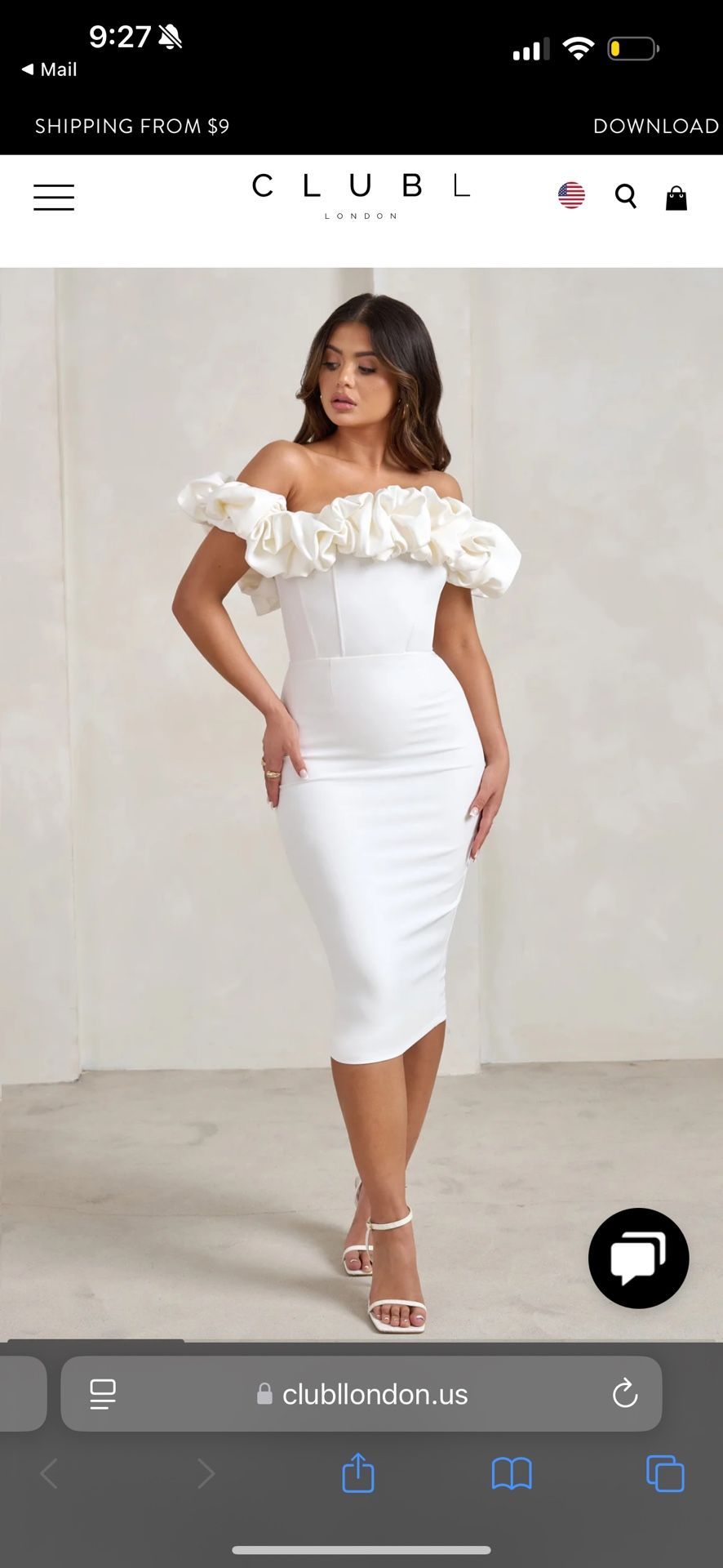 Club L London Estie WHITE STRUCTURED STATEMENT BARDOT MIDI DRESS US12 -  realvibe.in